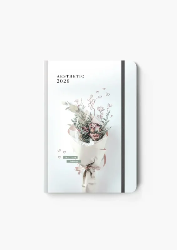 AESTHETIC ΗΜΕΡΗΣΙΟ ΗΜΕΡΟΛΟΓΙΟ 2026 ΑΝΘΟΔΕΣΜΗ 12Χ17